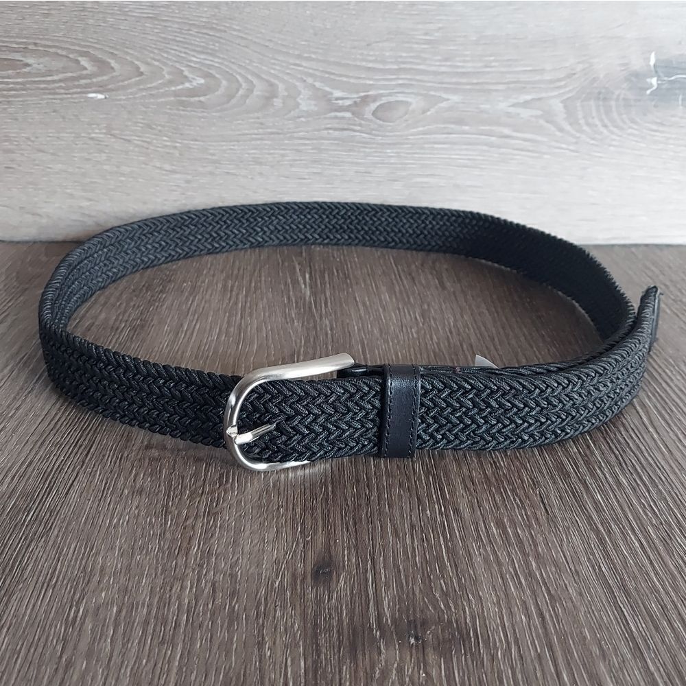 Hawker Rye Black Woven Braided Stretch Belt Large 38-40